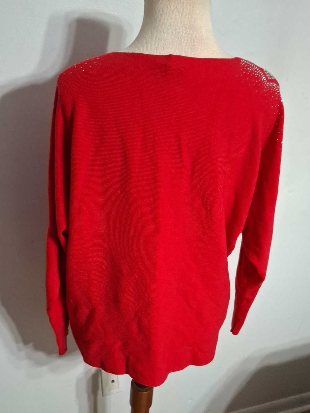 VILA Red Knit Sweater with Rhinestone Accents- W Sz Medium - Picture 4 of 6